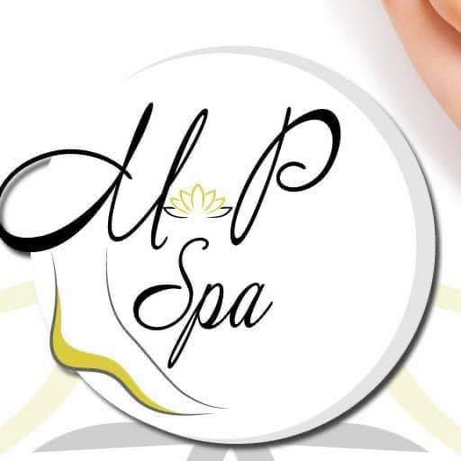 logo with a foot and a lily for M & P Spa